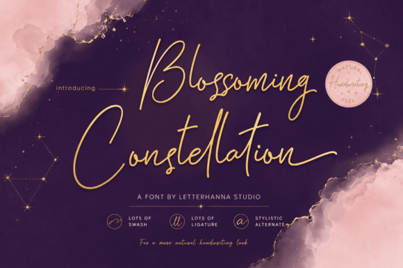 Blossoming Constellation: A Celestial Script Handwritten Font