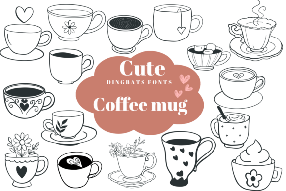 Cute Coffee Mug: A Cozy Dingbats Font for Caffeine-Themed Campaigns