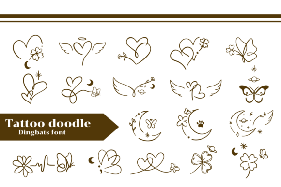 Tattoo Doodles: A Whimsical Dingbats Font for Editors